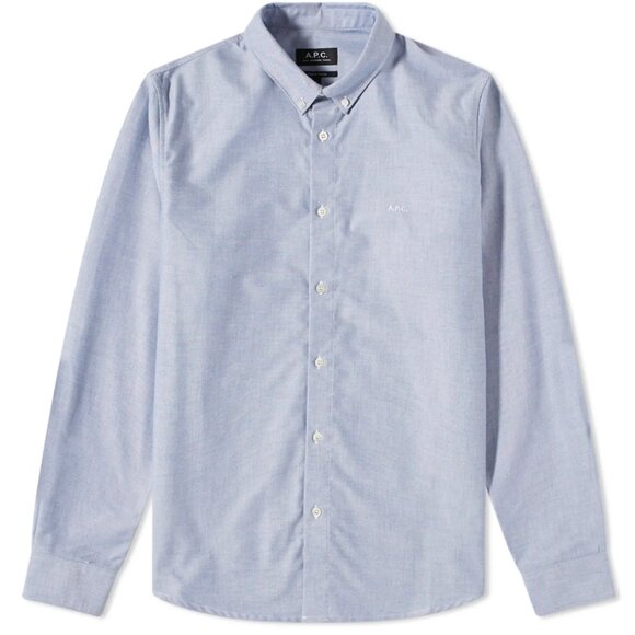 A.P.C. APC Greg Logo Button Down Oxford Shirt - Picture 1 of 8